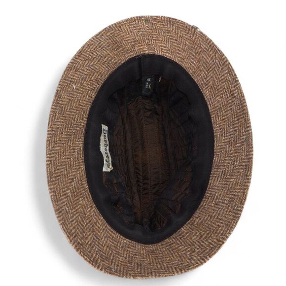 Burberry's Bruxelles Vintage Wool Herringbone Tweed Walking Bucket Hat 7 1/4 - Picture 5 of 8